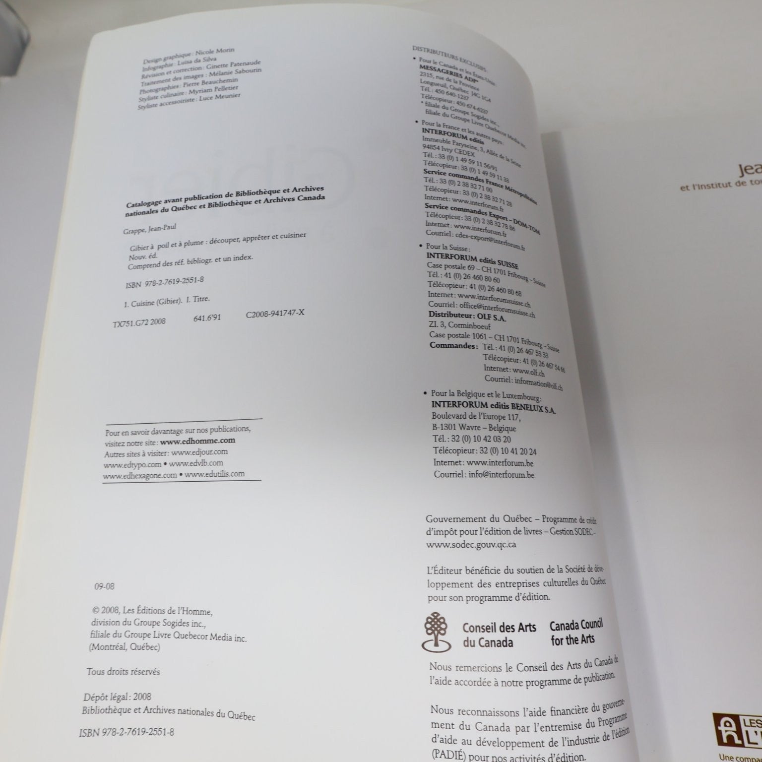 Gibier à Poil et à Plume Jean-Paul Grappe 2008 Livre Signé Recettes Cuisine