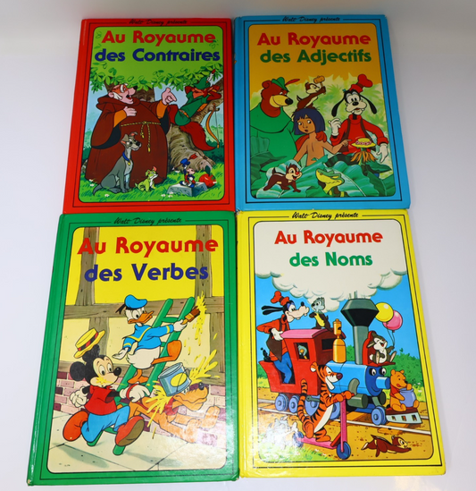 Au Royaume des Noms/Verbes/Adjectifs/Contraires Lot 4 Livres Disney Enfants 70s