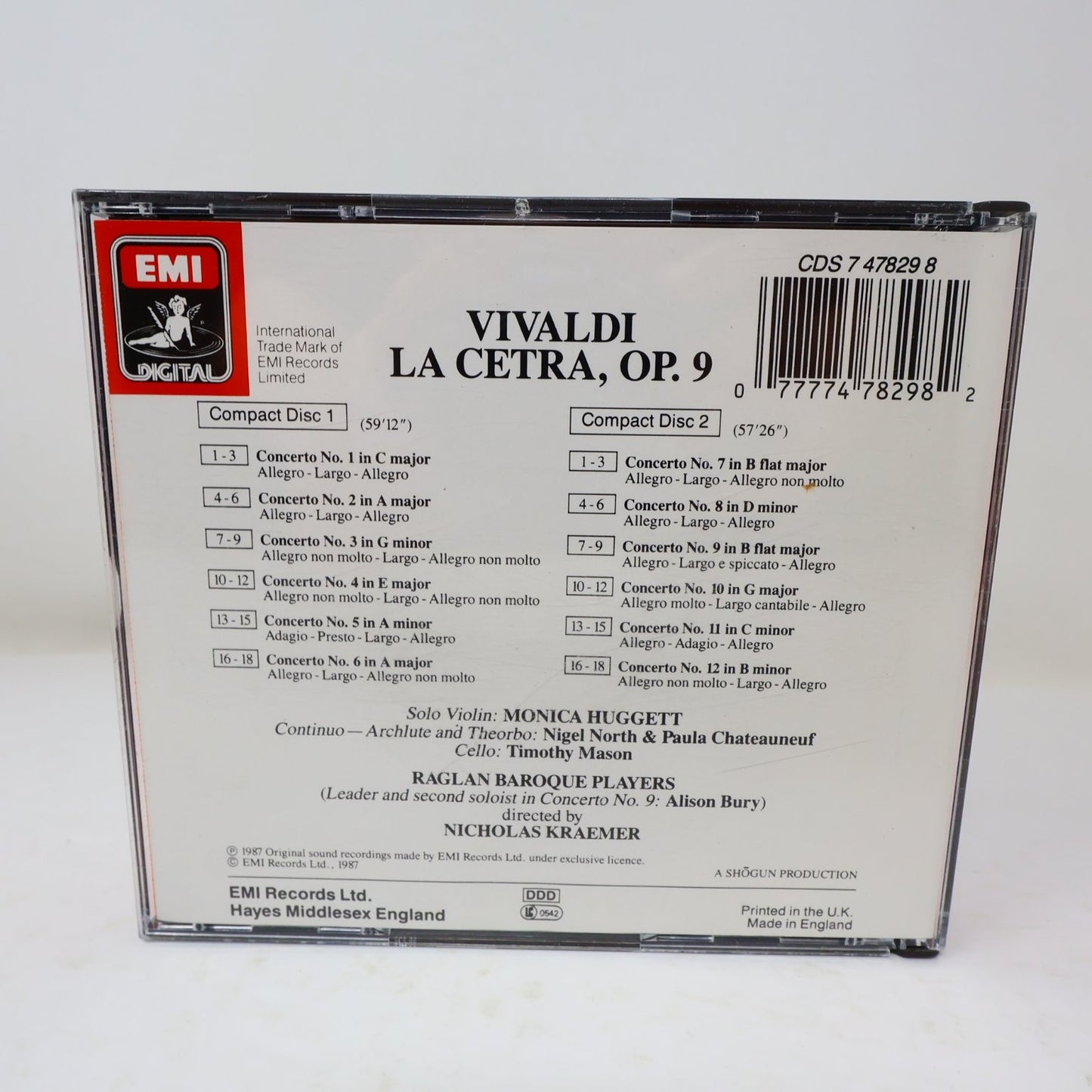 Antonio Vivaldi La Cetra Concertos Op. 9 CD 1987 2CD Baroque EMI Digital