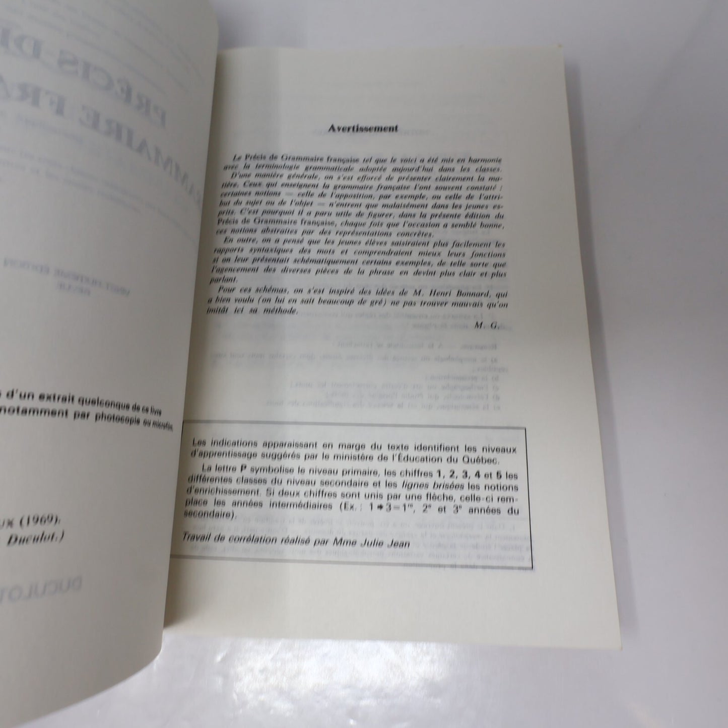 Précis de Grammaire Française Maurice Grevisse Duculot 1987 PB French Éducation