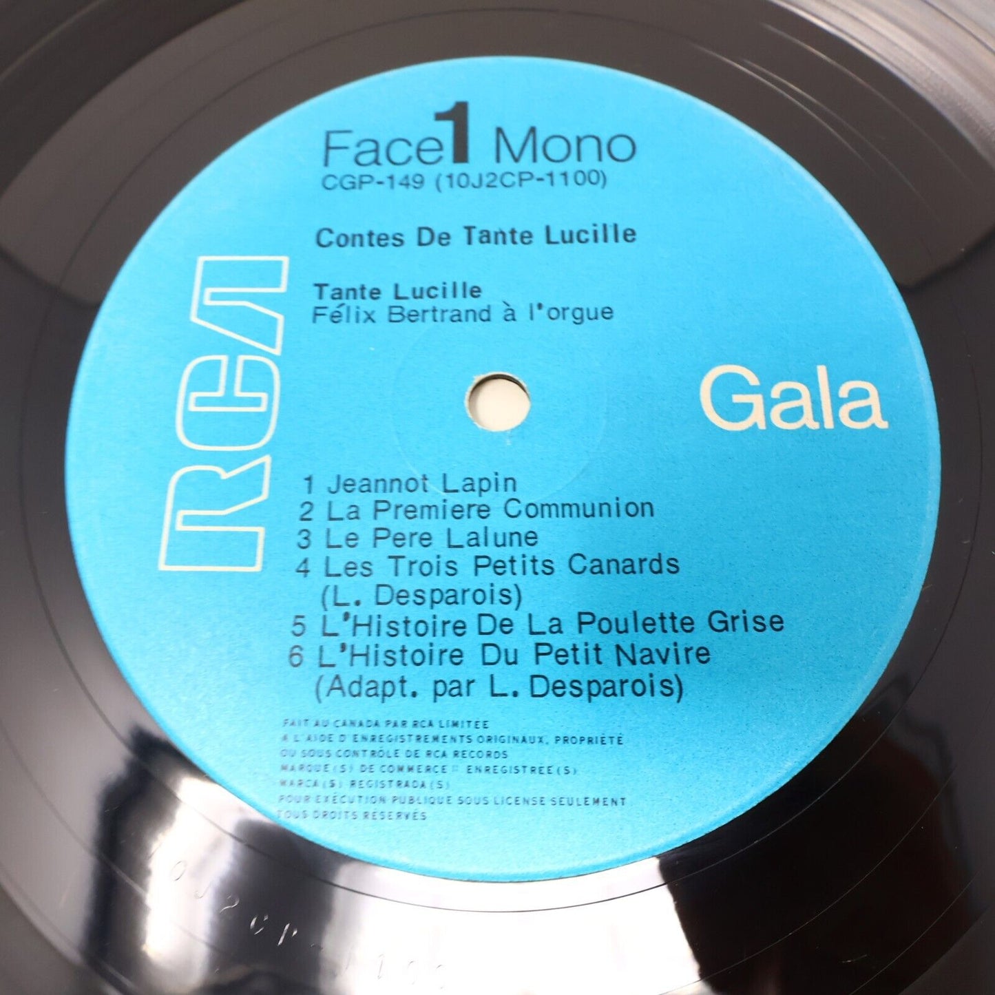 Contes de Tante Lucille LP Disque Histoires Enfants Vtg RCA Victor Mono CGP-149