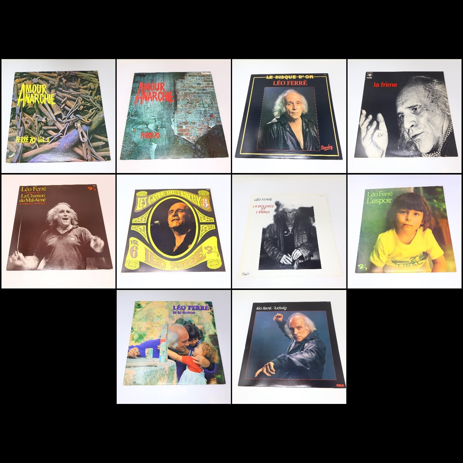 Léo Ferré Lot 10 Disques LP Record Amour Anarchie #1-2/Ludwig/Je Te Donne/Frime