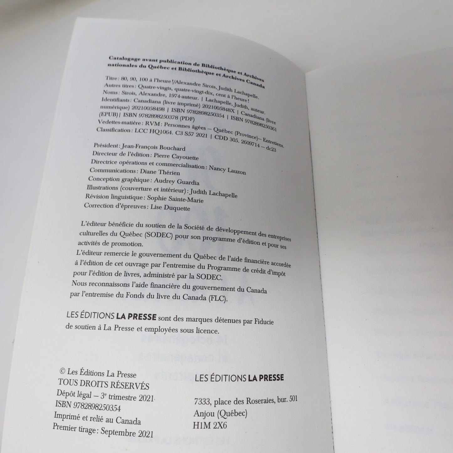 80, 90, 100 À L'Heure! Alexandre Sirois Livre 2021 La Presse Ainés Vieillir