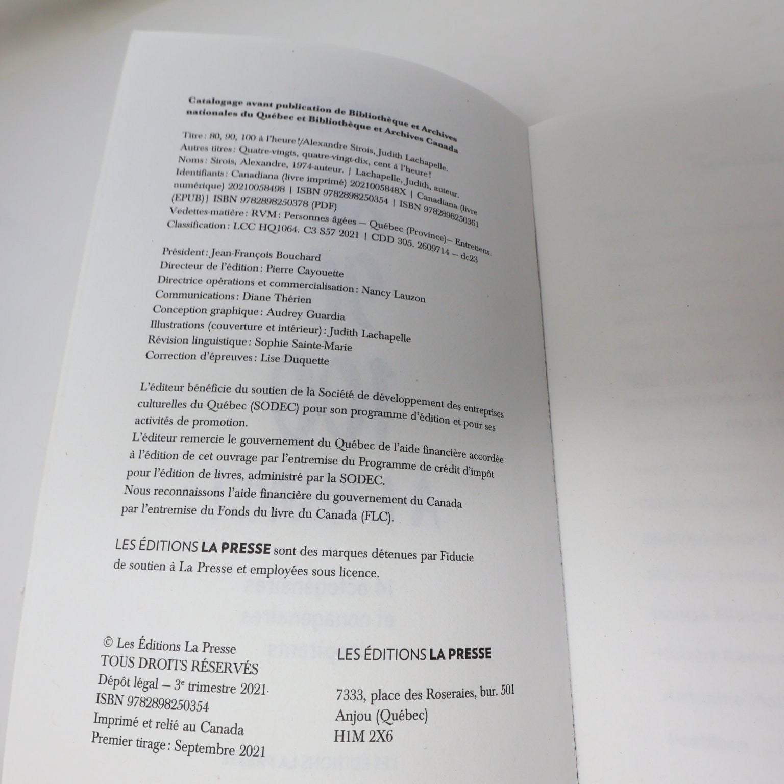 80, 90, 100 À L'Heure! Alexandre Sirois Livre 2021 La Presse Ainés Vieillir