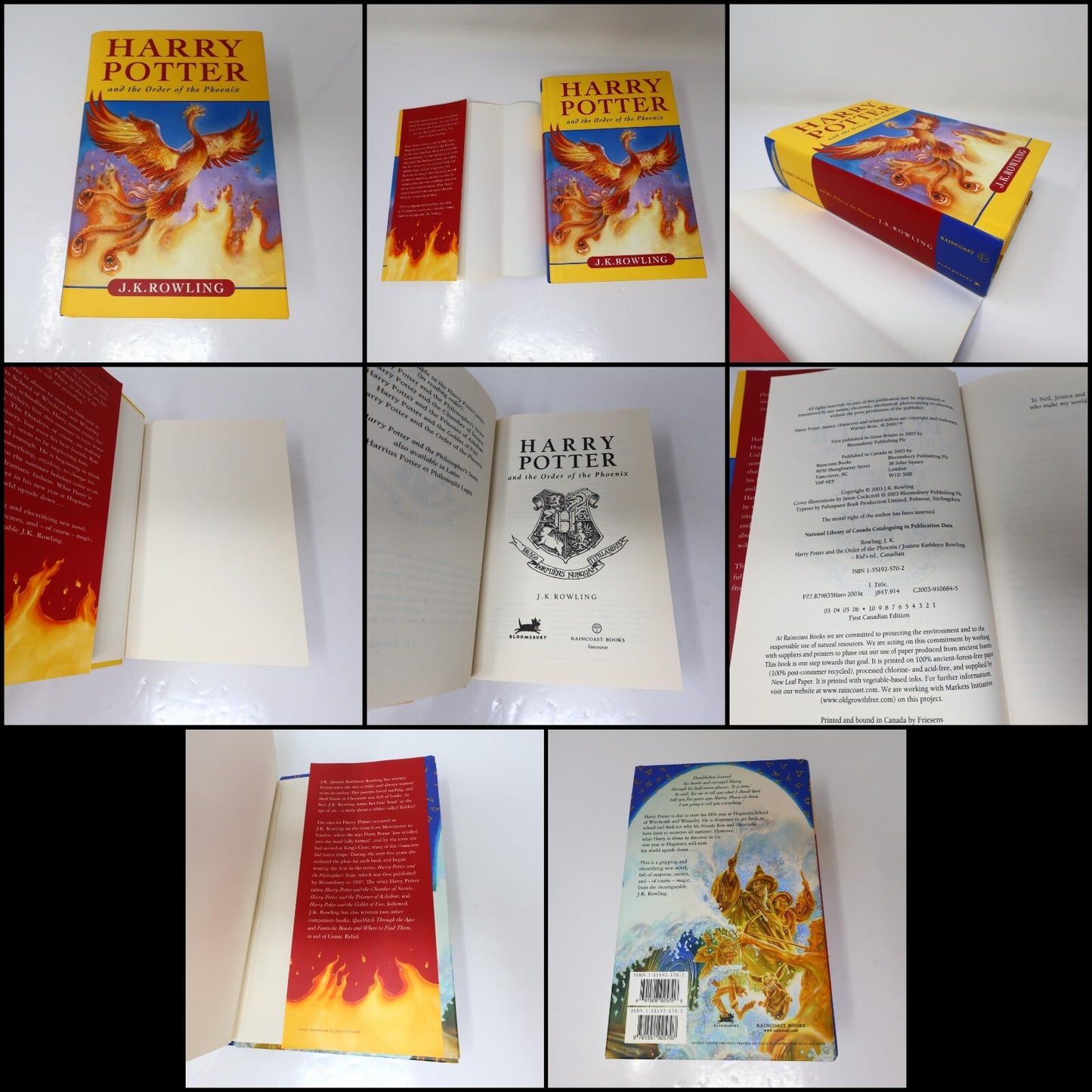 Harry Potter #1-7 Lot All Hardcover Dust Jacket JK Rowling Raincoast Bloosmbury