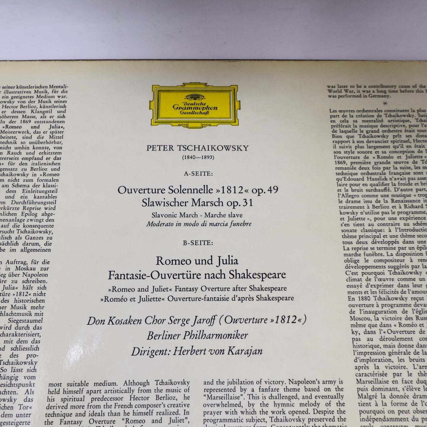 Tschaikowsky Von Karajan Ouverture 1812 Marche Slave Romeo Julia Record 139 029