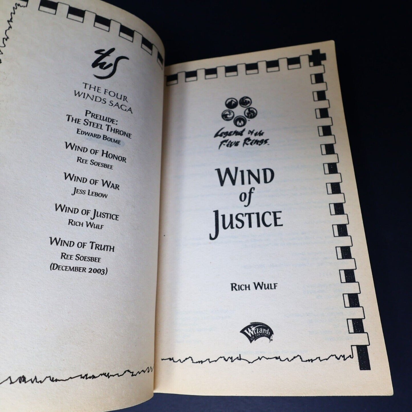 Lot 3 Books The Four Winds Saga #1 3-4 Soesbee/Wulf Legend of the Five Rings WOC