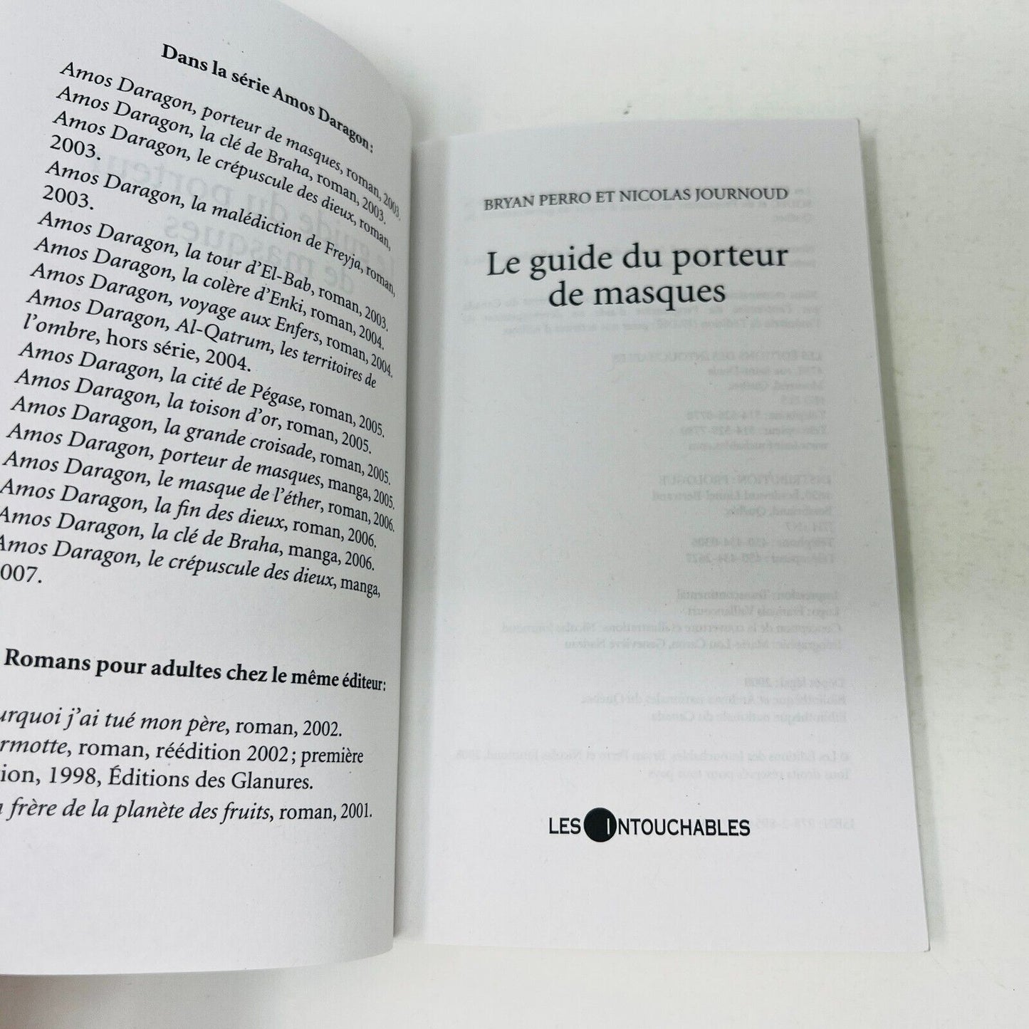 2008 Amos Daragon Le Guide du Porteur de Masques Perro/Journoud Les Intouchables