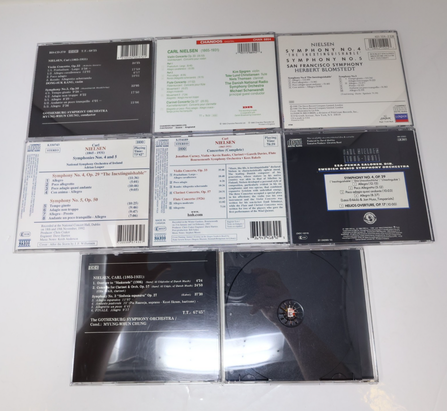 Carl Nielsen 8 CD Lot Symphony 2-3-4-5/Concertos Salonen/Chung/Leaper/Blomstedt