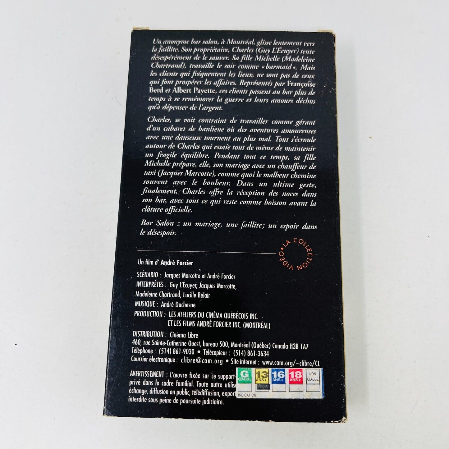 Bar Salon VHS Testé Film de André Forcier Cinéma D'ici Québec Jacques Marcotte