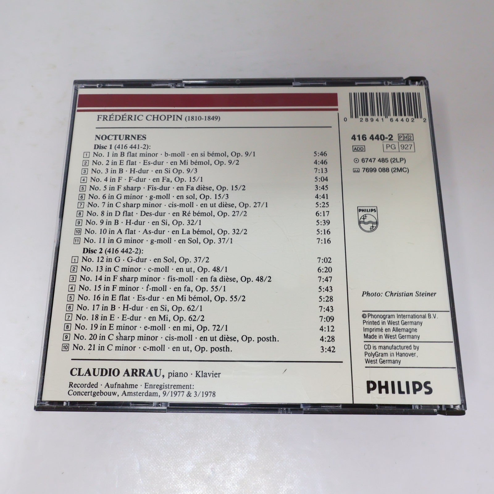 The Nocturnes/Les 21 Nocturnes CD Frederic Chopin/Claudio Arrau Philips 90s