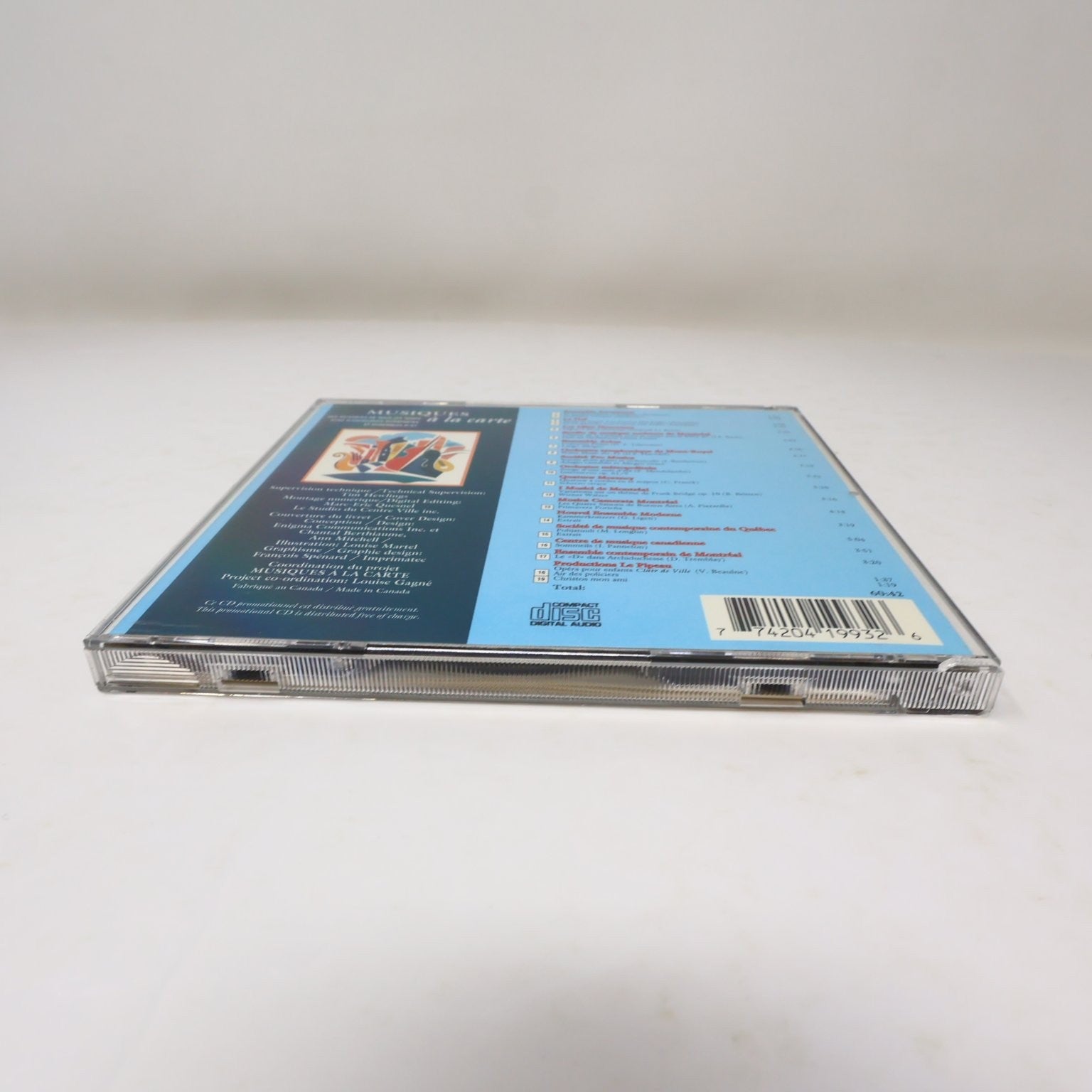 Musiques à la Carte CD 1993 Québec Contemporary Classical CQM 2-1993
