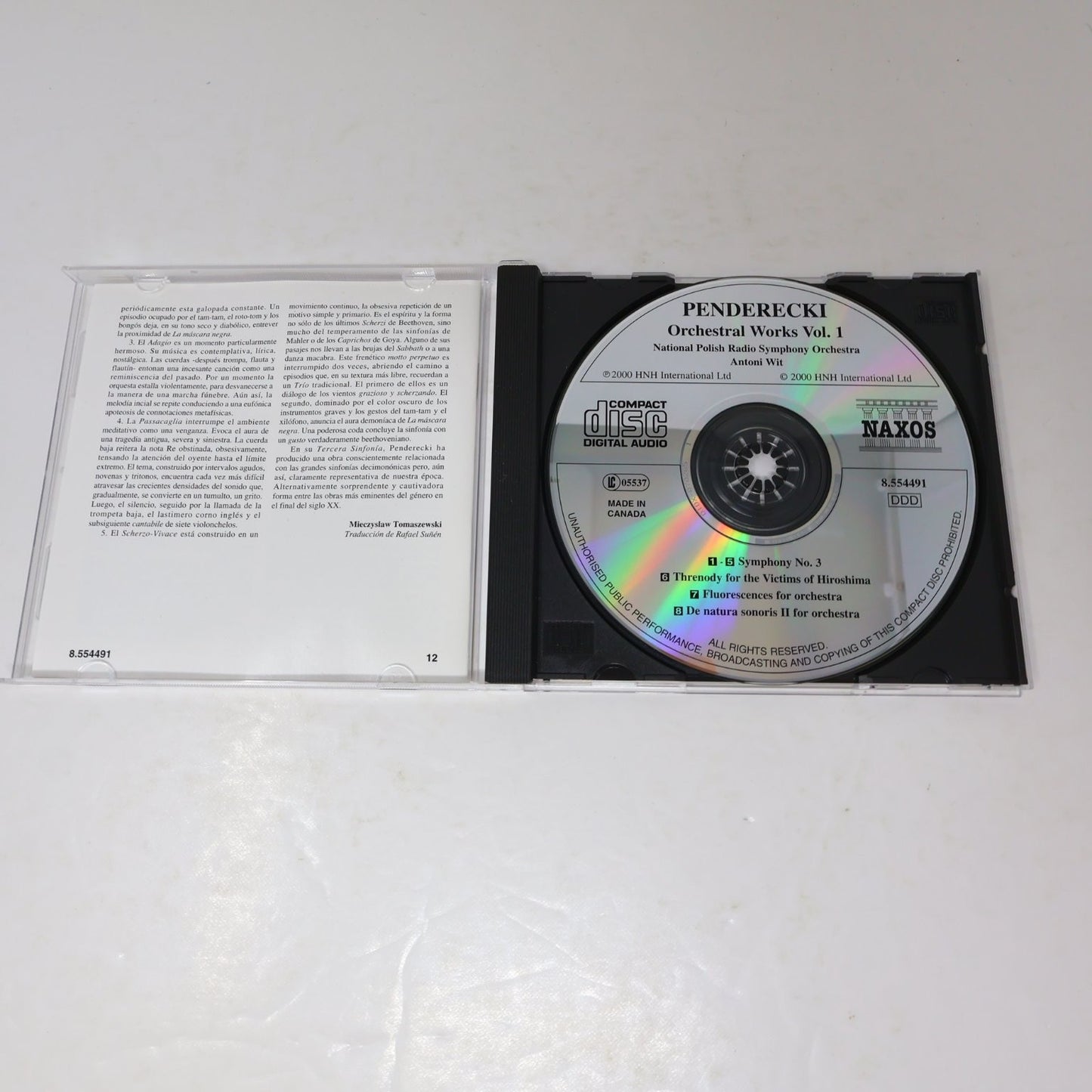 Penderecki Orchestral Works #1 CD Antoni Wit 2000 National Polish Radio Naxos