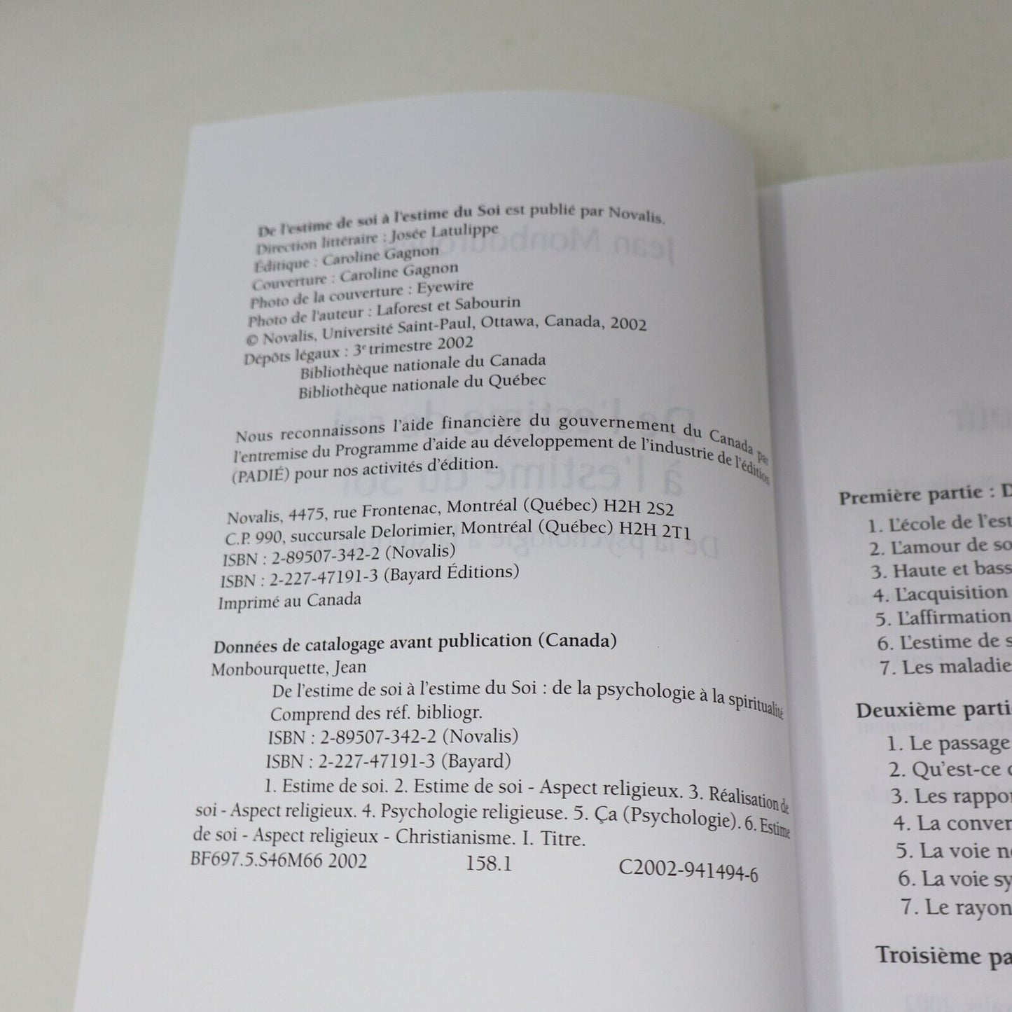 2002 De l'Estime de Soi à l'Estime du Soi de Jean Monbourquette Psychologie PB