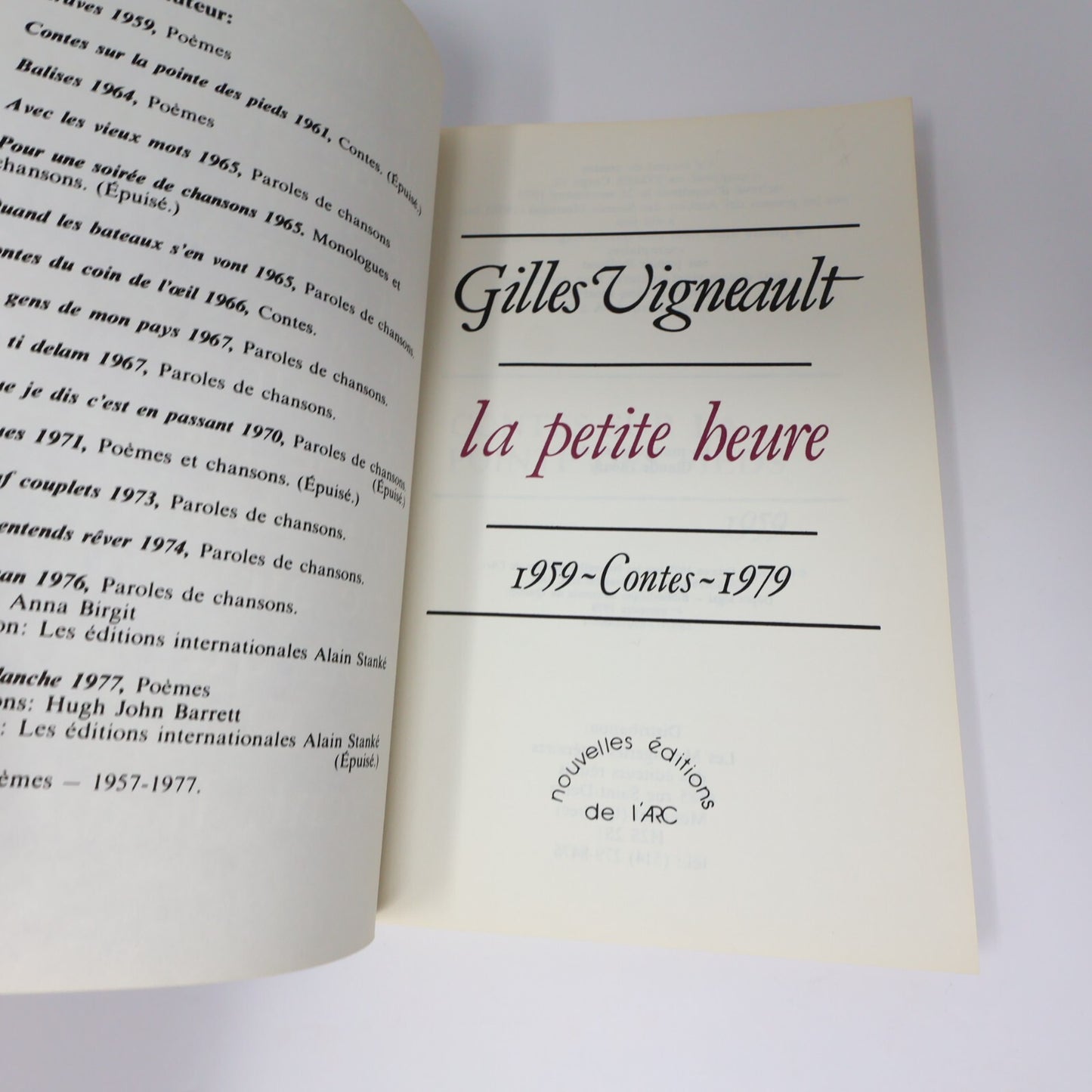 Gilles Vigneault Lot 3 Livres La Petite Heure/Silences/L'Armoire des Jours PB