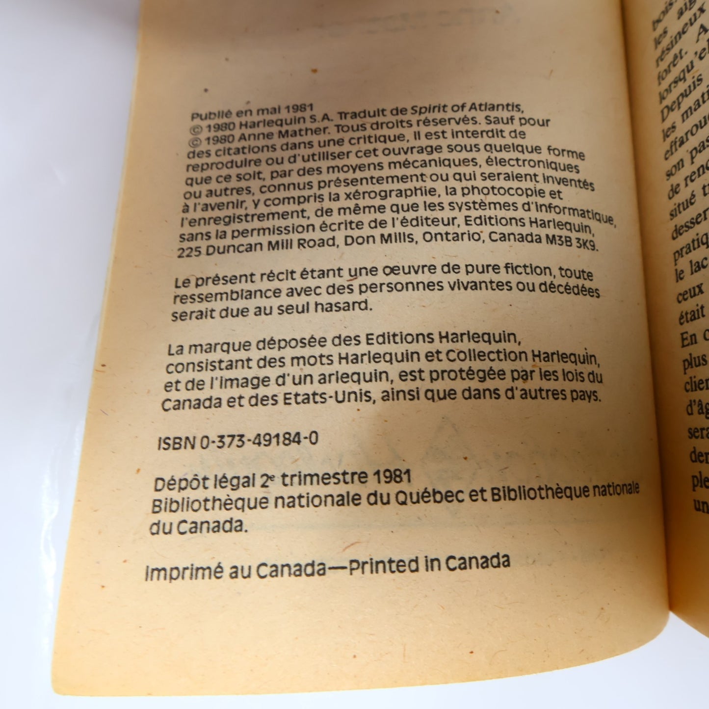 Collection Harlequin Lot 18 Livres Français/French Romance Paperback Books 1980s