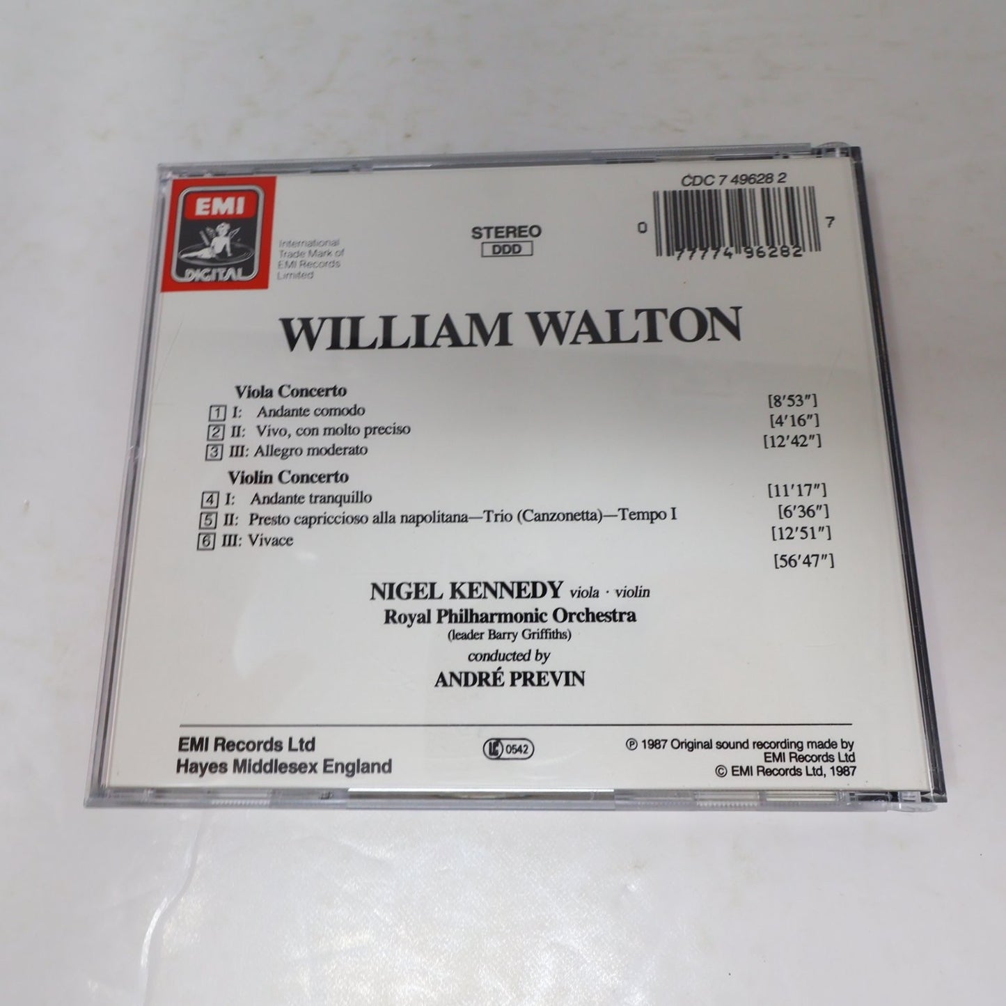 Walton Violin 3 CD Lot Violin/Viola Concertos/Symphony #1 Nigel Kennedy Prévin
