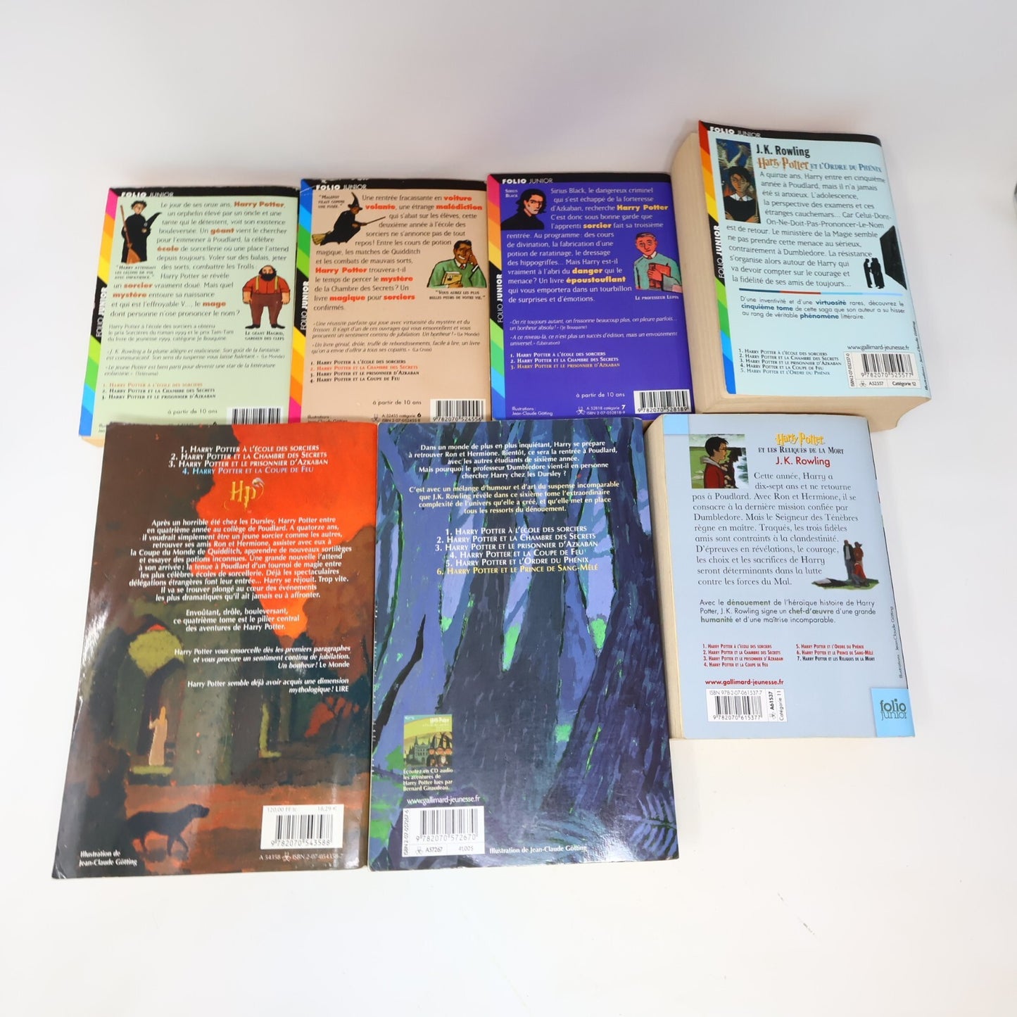 Harry Potter #1-7 Folio Junior Lot 7 Livres J.K. Rowling Gallimard Complète PB