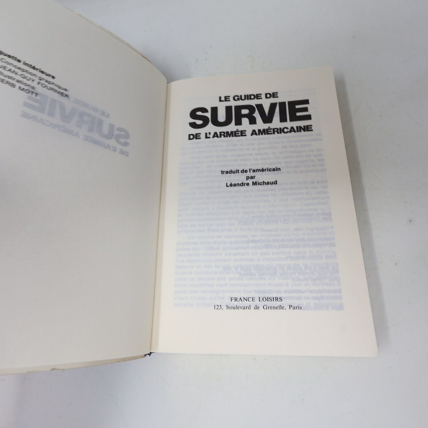 1985 Le Guide de Survie de l'Armée Américaine France Loisirs Survivalisme BCE PB