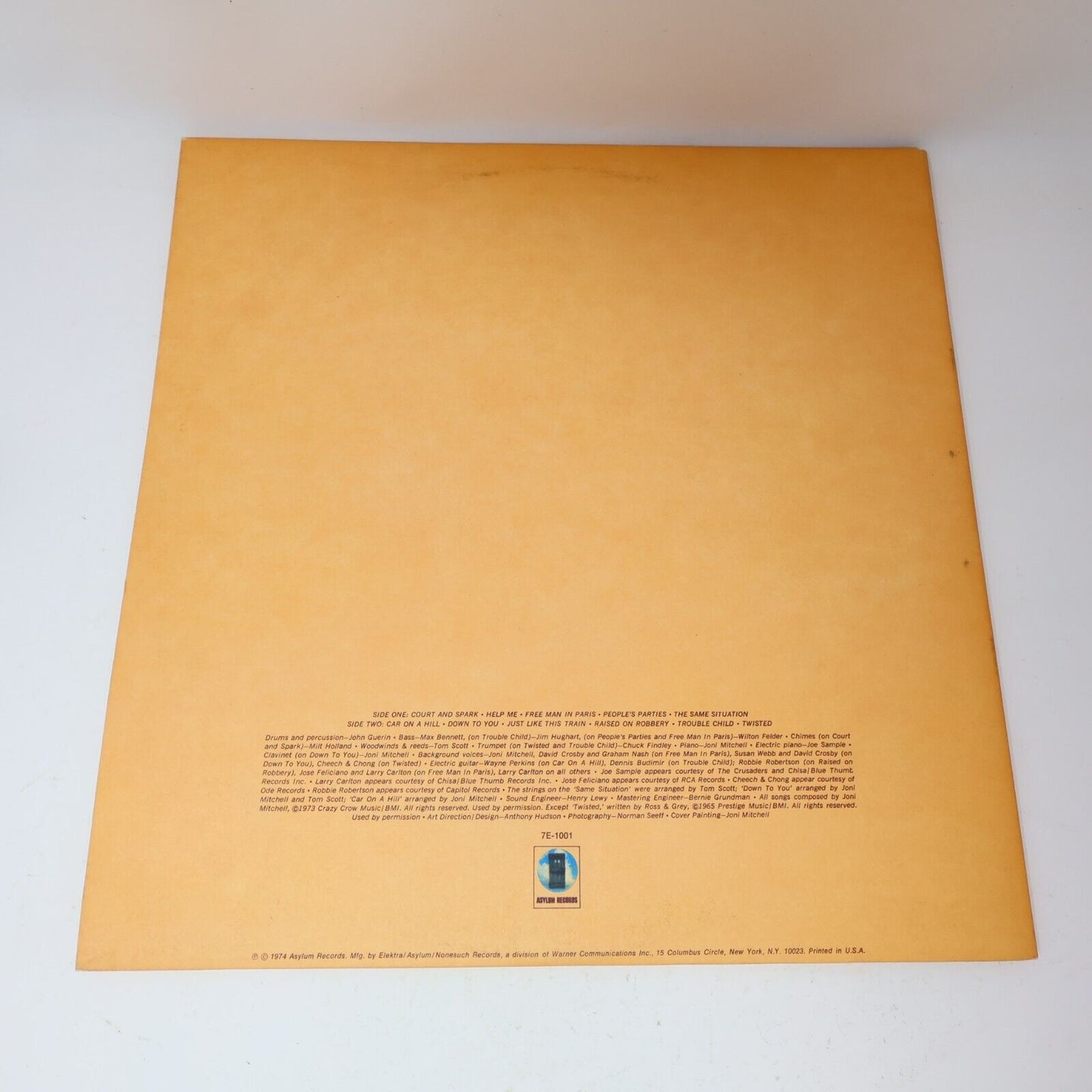 Joni Mitchell Court And Spark LP Record Vinyl 7E-1001 Canada 1974 Help Me VG+