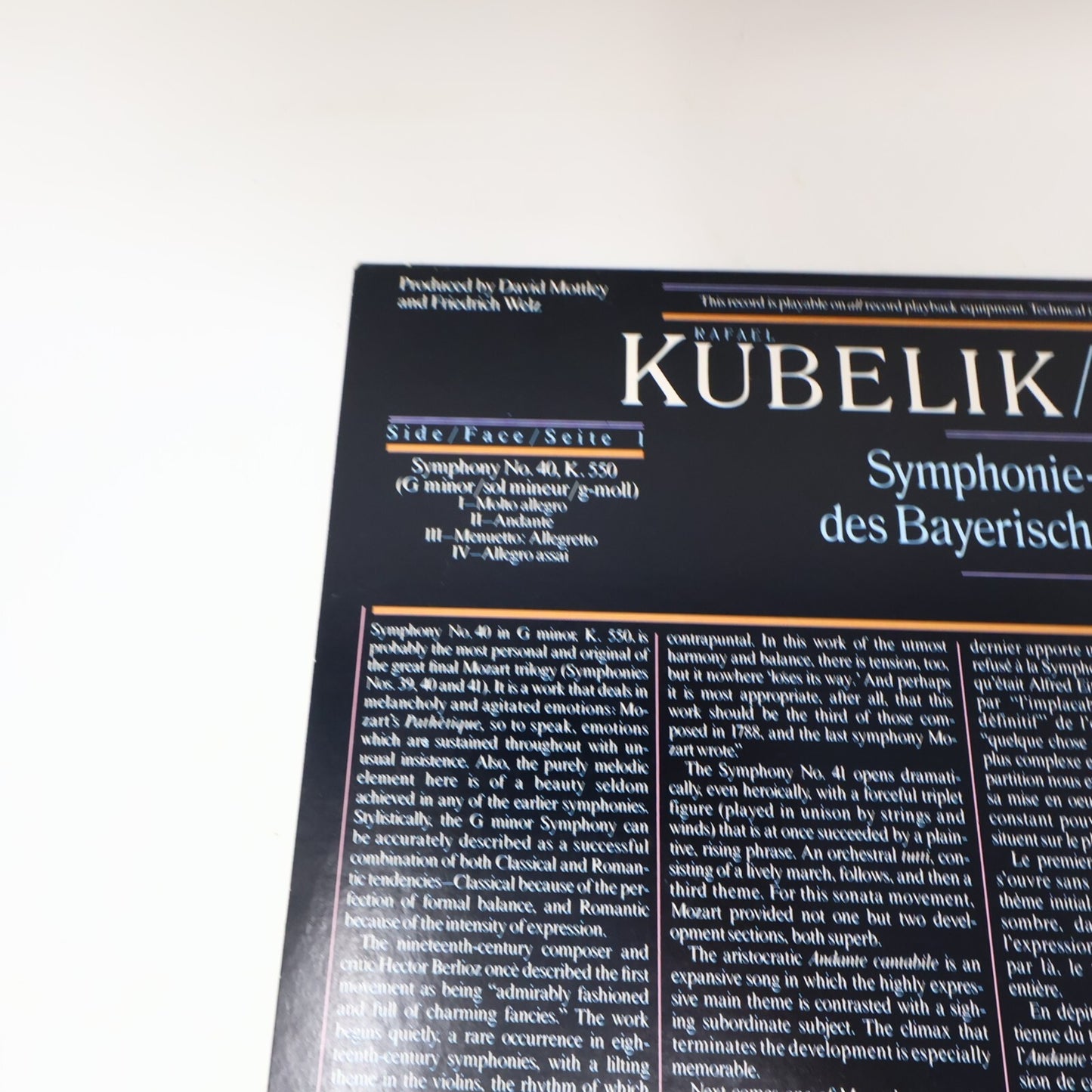 Kubelik/Mozart Symphony #40 K 550 #41 K 551 Bayerischen LP Record Vinyl IM 36703