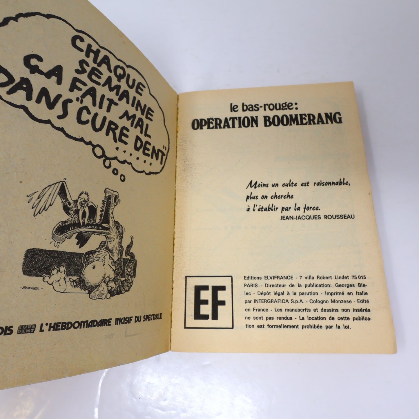 Opération Boomerang Le Bas-Rouge Elvifrance 1974 PB Français French Bd Adulte