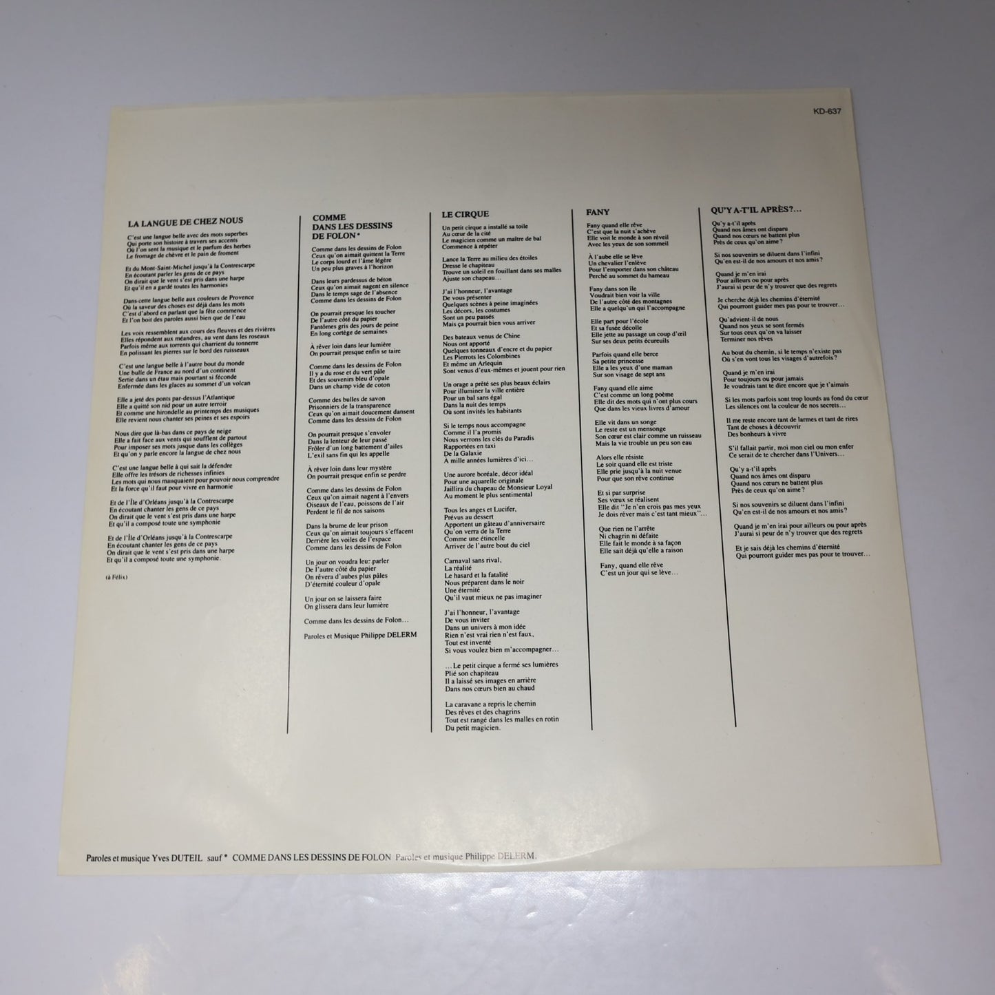 Yves Duteil Lot 2 Disques La Langue De Chez Nous/Prendre un Enfant par la Main
