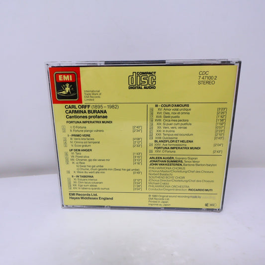Carmina Burana CD Carl Orff/Riccardo Muti/Jonathan Summers Opera Classical 80s