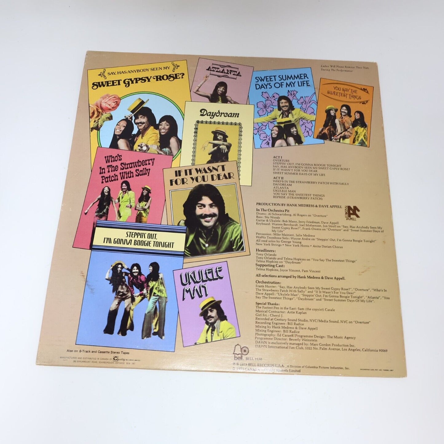 Dawn's New Ragtime Follies Featuring Tony Orlando LP Record Sweet Gypsy Rose?