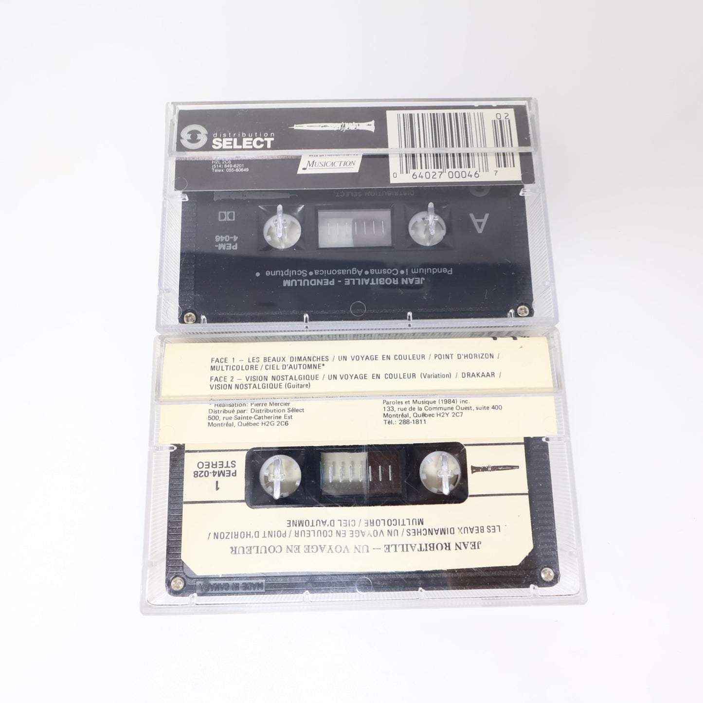 Jean Robitaille Lot 2 Cassettes Pendulum/Un Voyage en Couleur Electro/Jazz/Pop