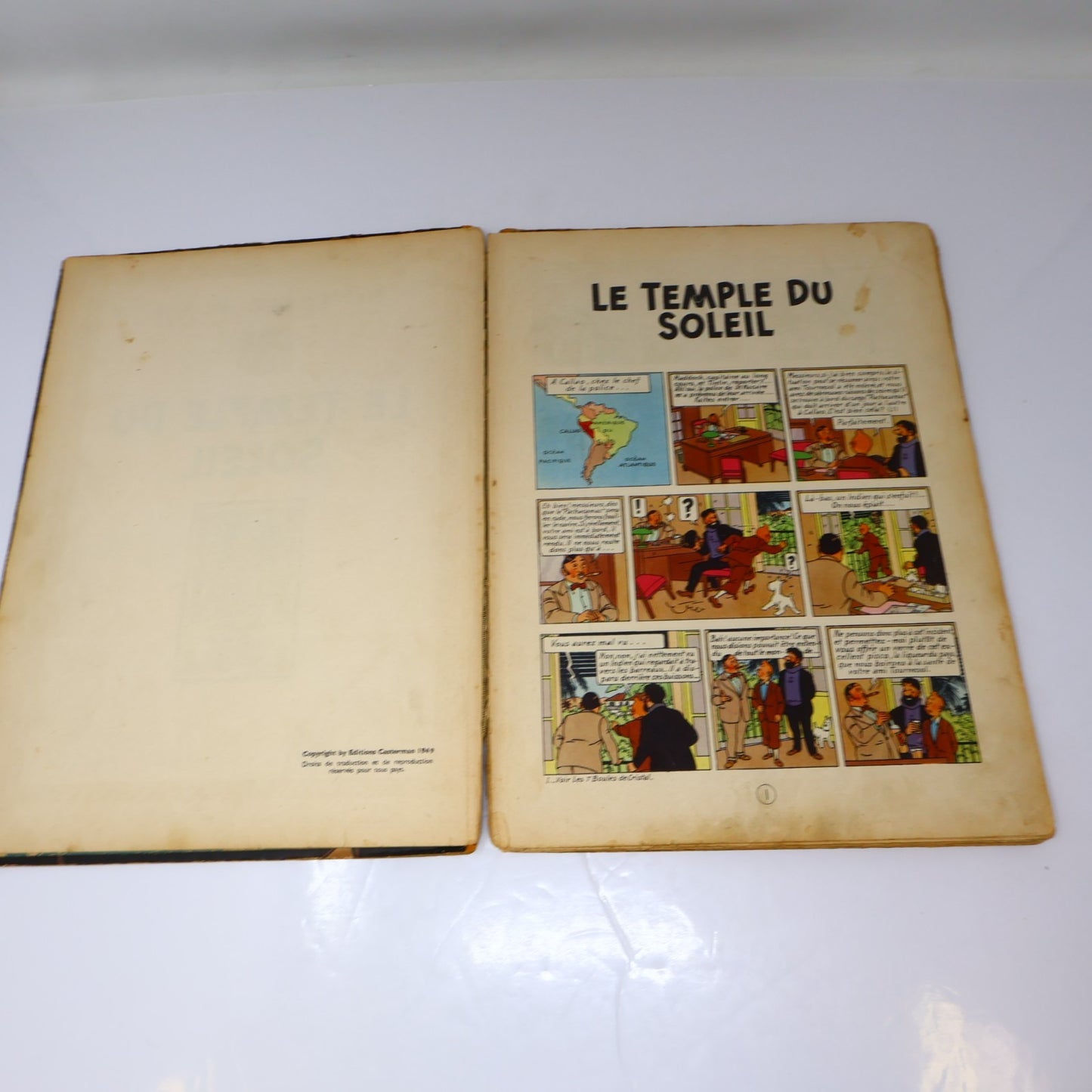 Tintin Le Temple du Soleil Hergé Casterman B3 1949 EO 2 Symboles Incas BD
