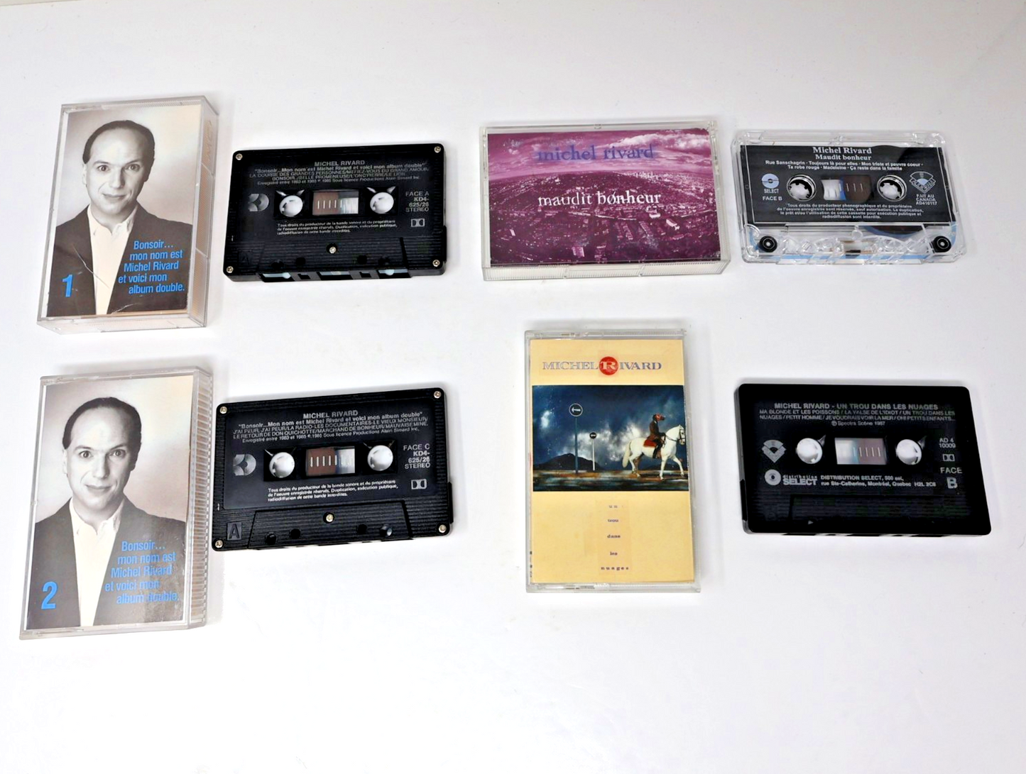 Michel Rivard Lot 4 Cassettes Maudit Bonheur/Trou dans le Ciel/Bonsoir mon Nom