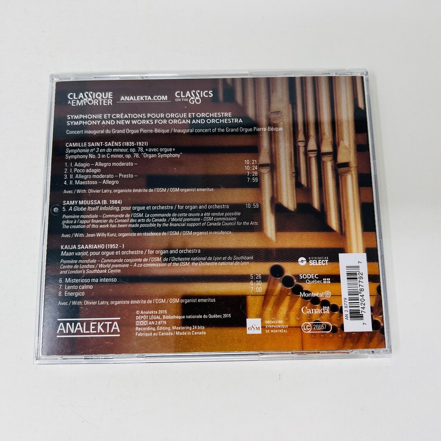 Saint-Saëns/Moussa/Saariaho CD Symphonie Orgue & Orchestre OSM Kent Nagano Testé