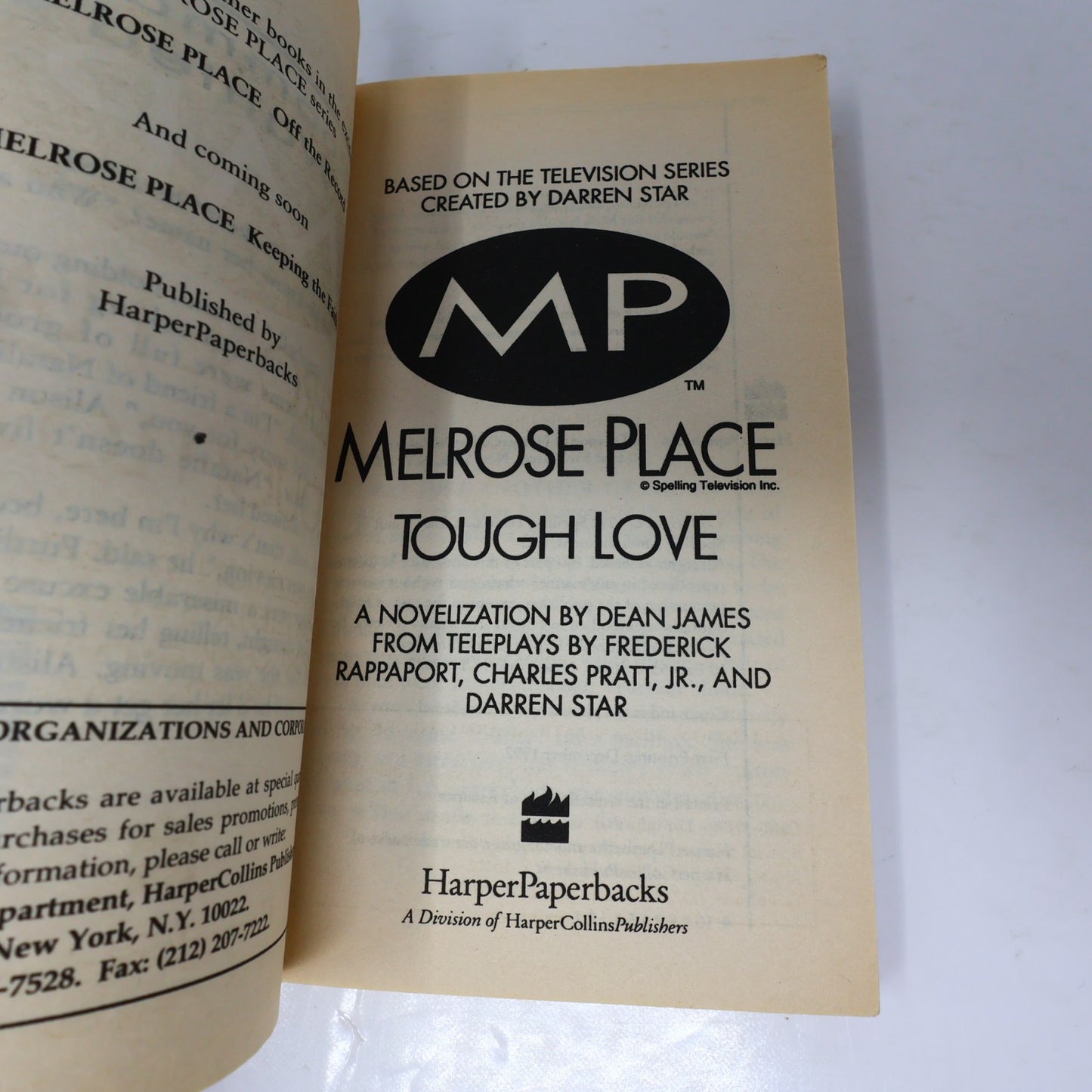 Melrose Place 2 Books Lot Tough Love/Keeping the Faith Dean James Harper Tv PB