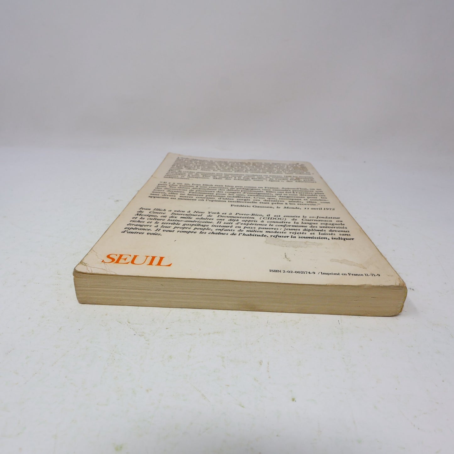 1971 Une Société Sans École Ivan Illich Seuil Éducation Philosophie Français 70s