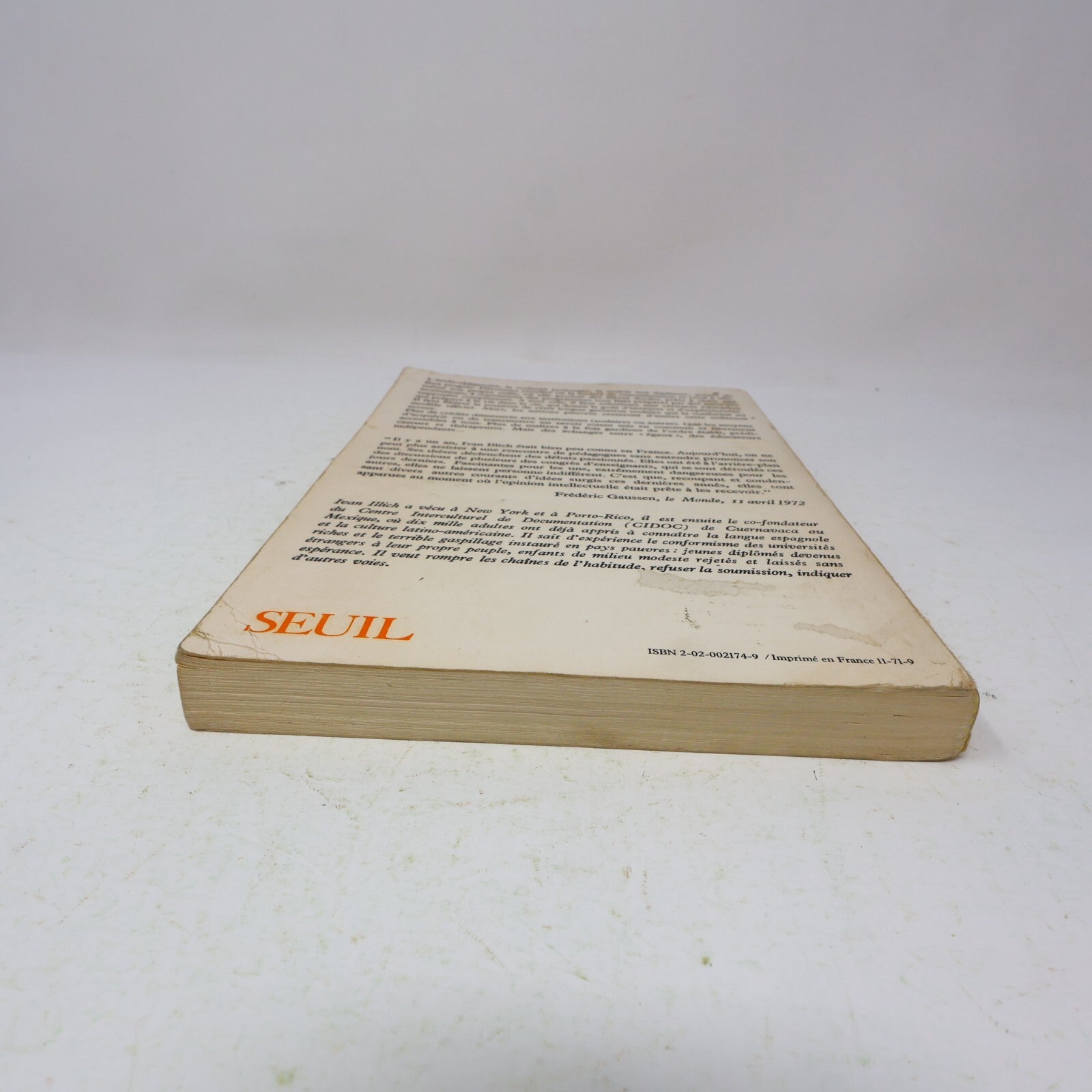 1971 Une Société Sans École Ivan Illich Seuil Éducation Philosophie Français 70s