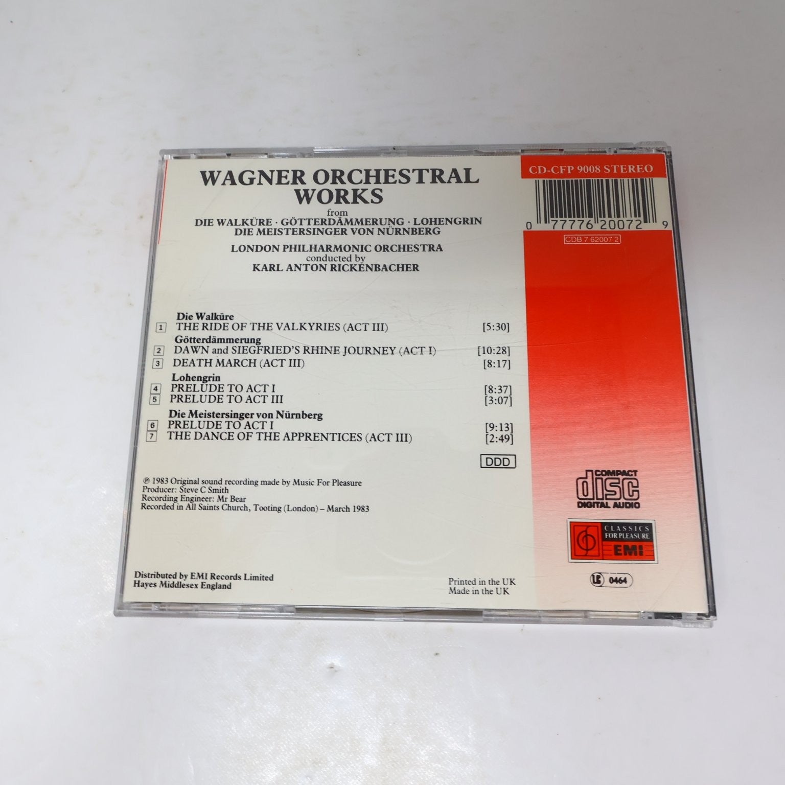Wagner 3 CD Lot Rickenbacher/Karajan/Walter Orchestral Works Classical EMI DG