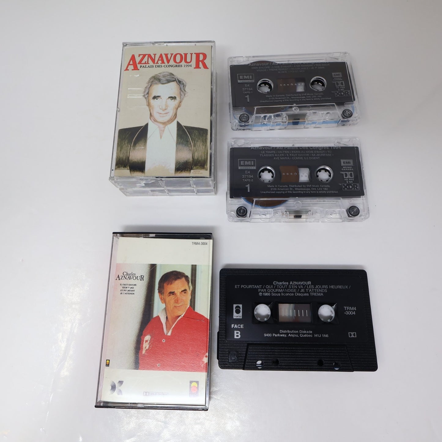 Aznavour Lot 6 Cassettes Plus Bleu/Toi et Moi/Chansons d'Or/Palais des congrès