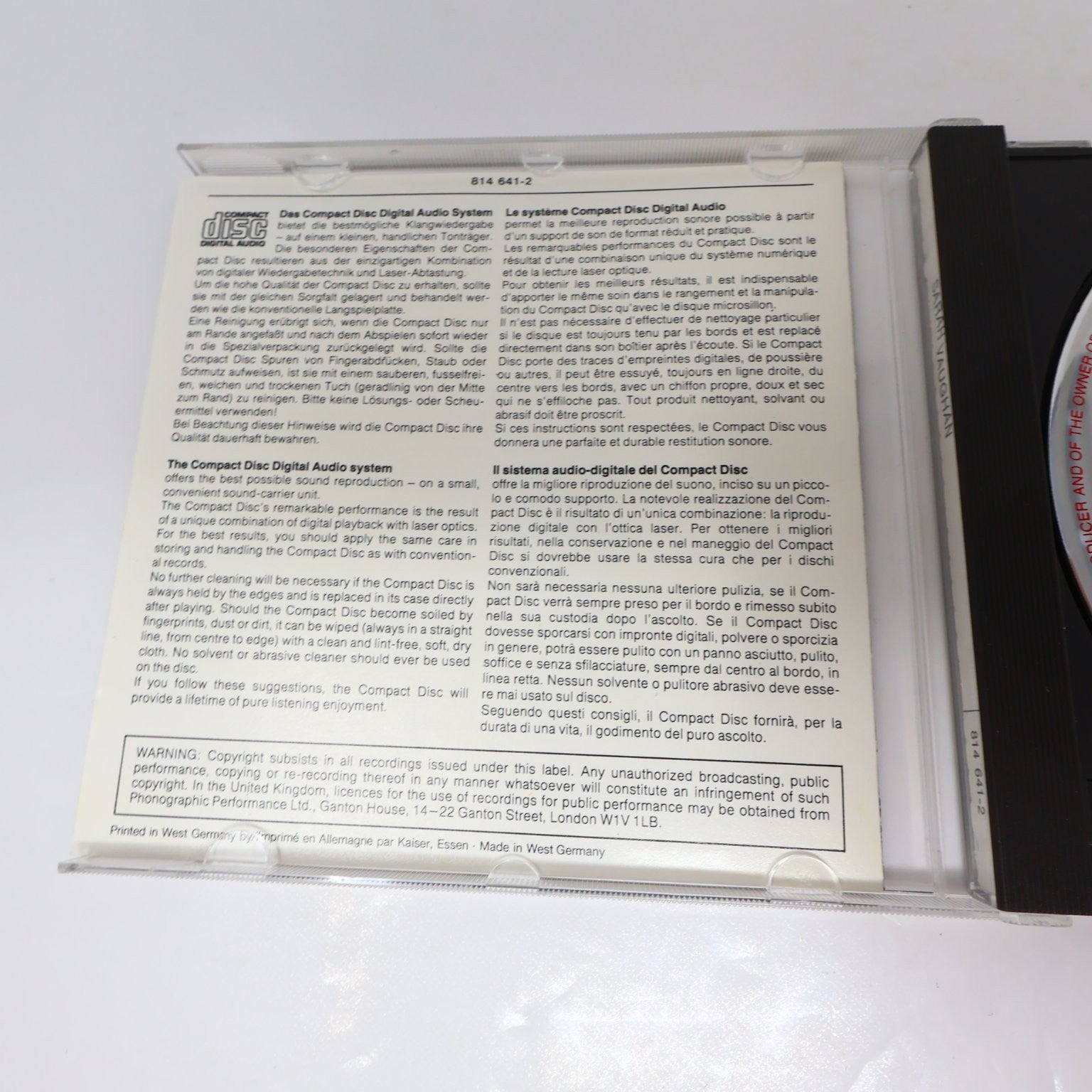 Sarah Vaughan - Self Titled CD Jazz Vocal EmArcy Records Lullaby of Birdland
