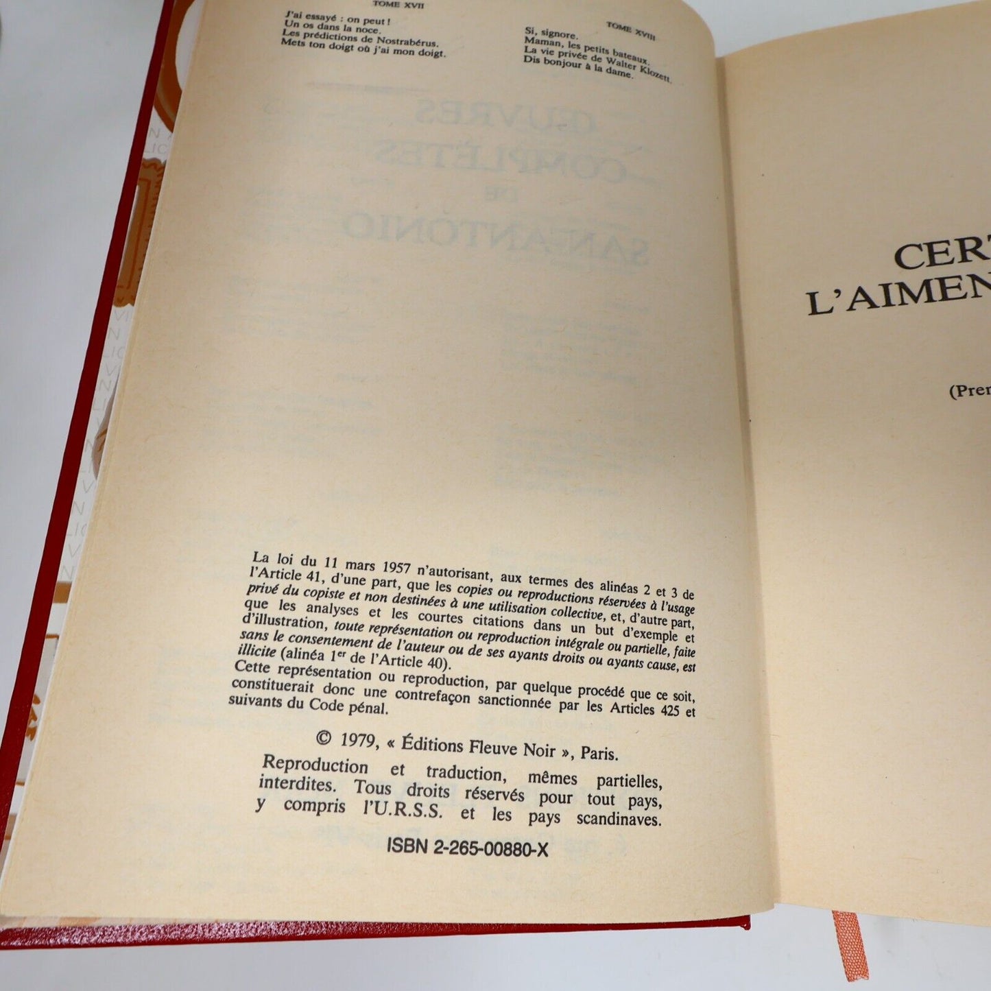 San Antonio Oeuvres Completes #XIX (19) 1979 Fleuve Noir Français Hardcover 70s