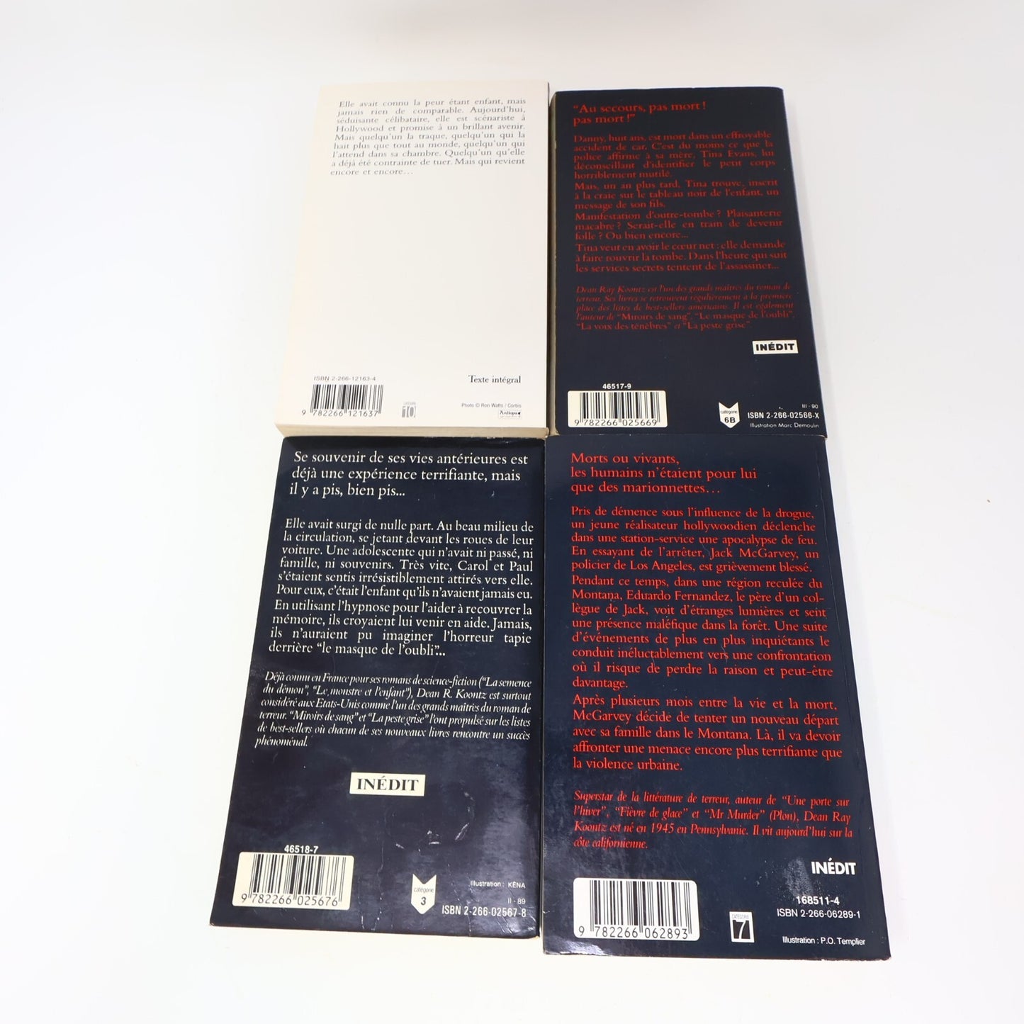 Dean Koontz Lot 4 Livres Yeux des Ténébres/Lune Froide/Nuit des Cafards Français