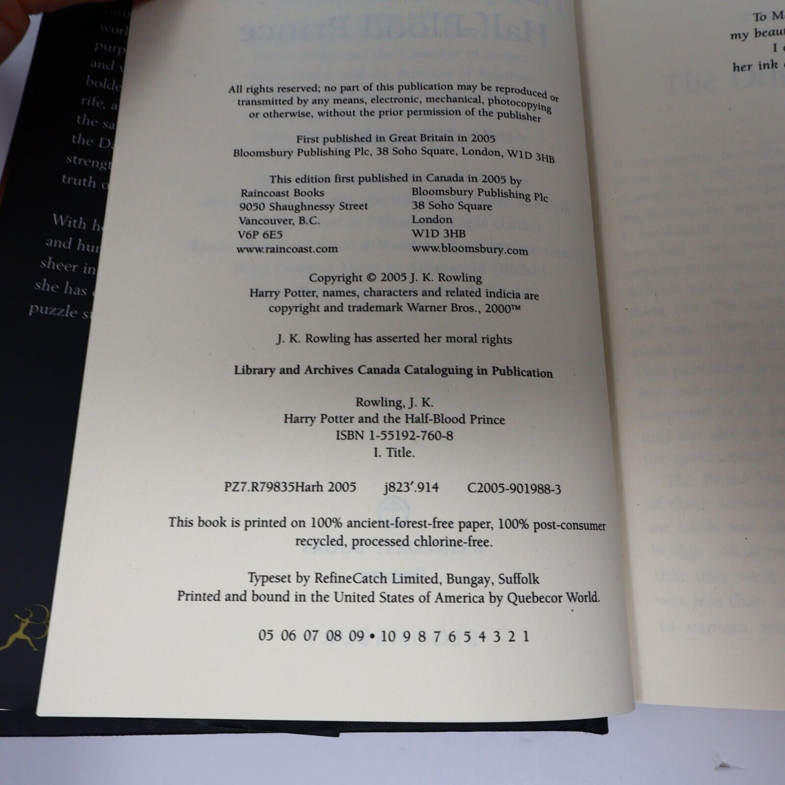 2005 Harry Potter and the Half-Blood Prince by J. K. Rowling Fantasy Black Cover