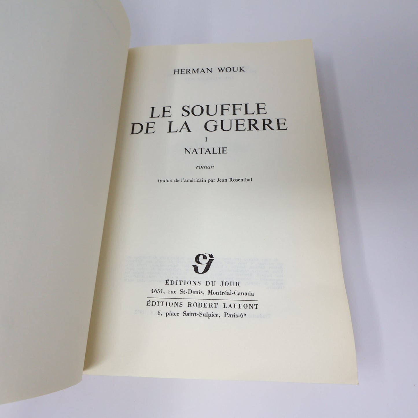 Le Souffle de la Guerre #1-2 Lot 2 Livres Herman Wouk Natalie/Pamela Français PB