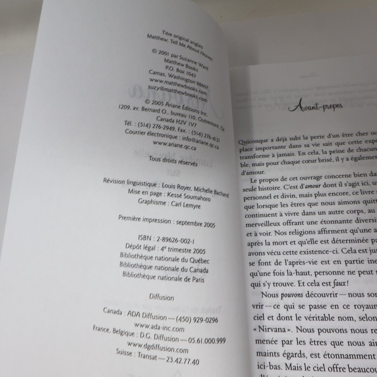 Nirvana Lumière Nouvelle sur la Vie dans l'Au-Delà Suzanne Ward Arianne 2005 PB