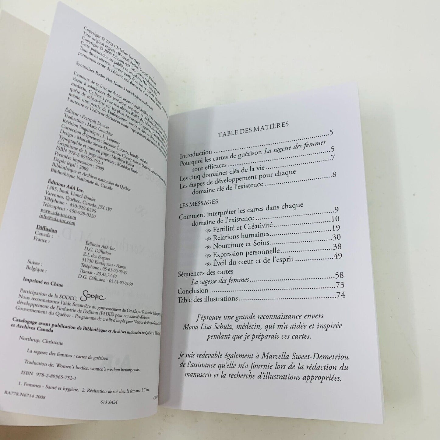 2009 La Sagesse des Femmes Cartes de Guérison Christiane Northrup Ada Français