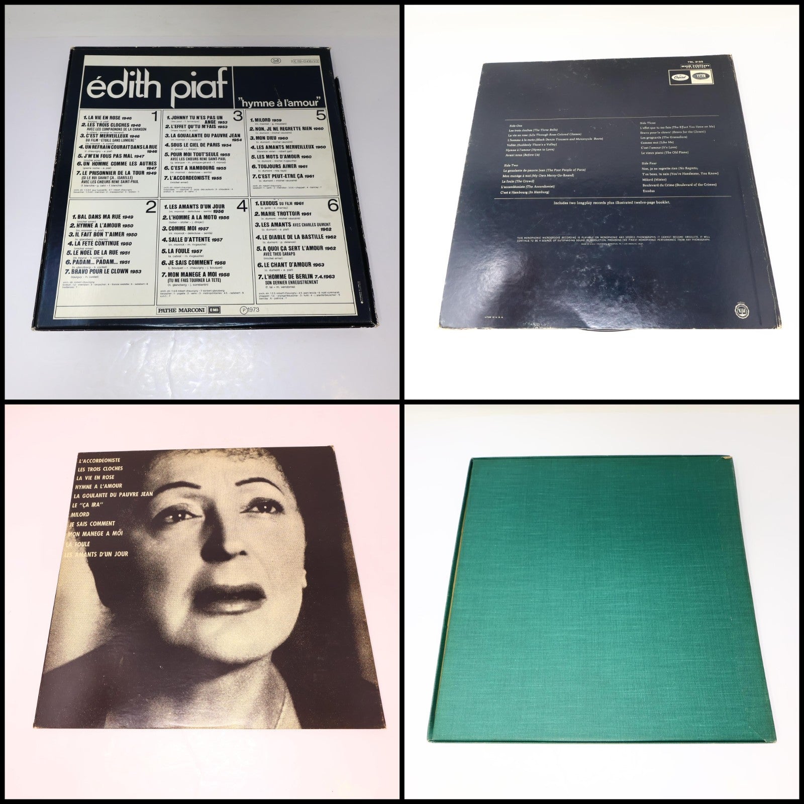 Édith Piaf Lot 4 Disques Record Hymne À L'amour/Definitive Piaf/Tête-à-Tête