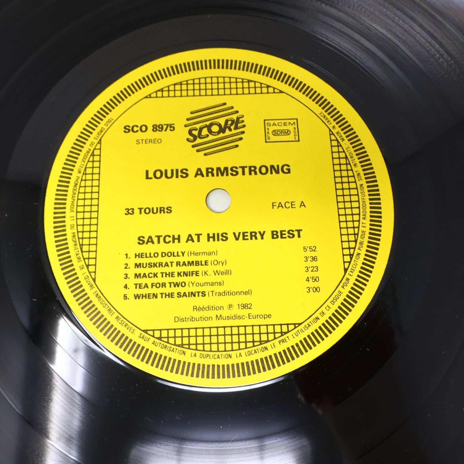 Louis Armstrong Satch at his Very Best LP Vinyl Record SCO 8975 Sleeve in French