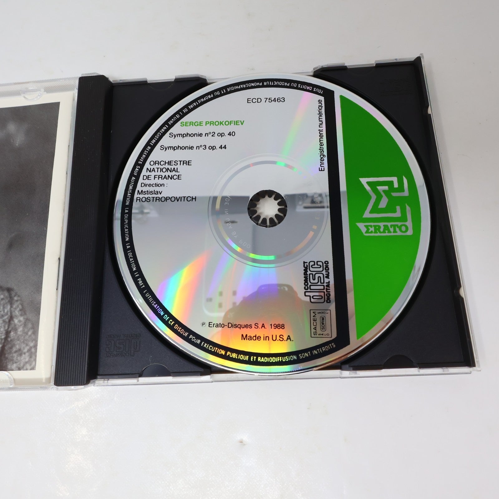 Prokofiev Symphonies N° 2 Op. 40 - N° 3 Op. 44 CD Mstislav Rostropovich Erato