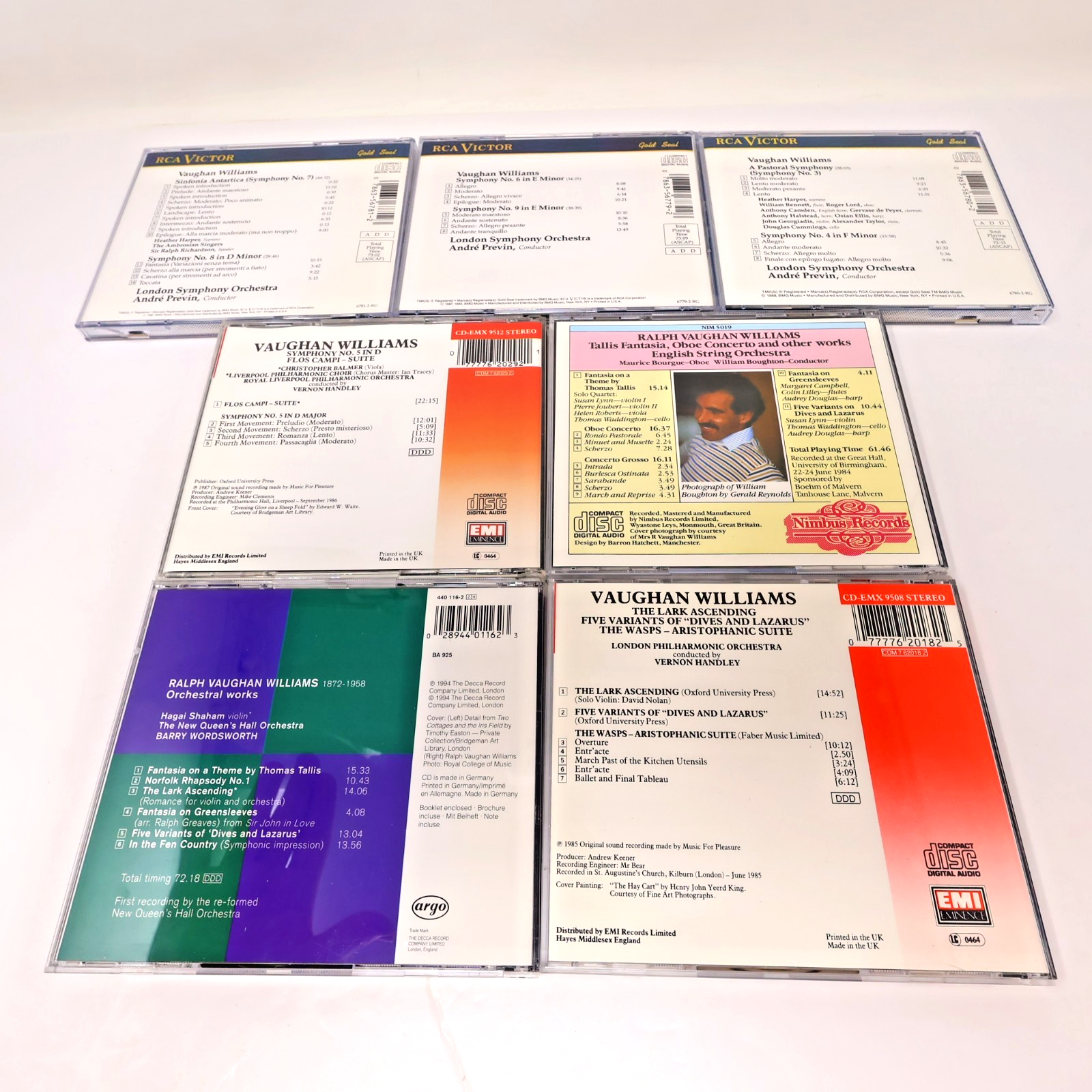 Ralph Vaughan Williams 7 CDs Lot Symphony #4-5-6 8-9/Sinfonia Antartica