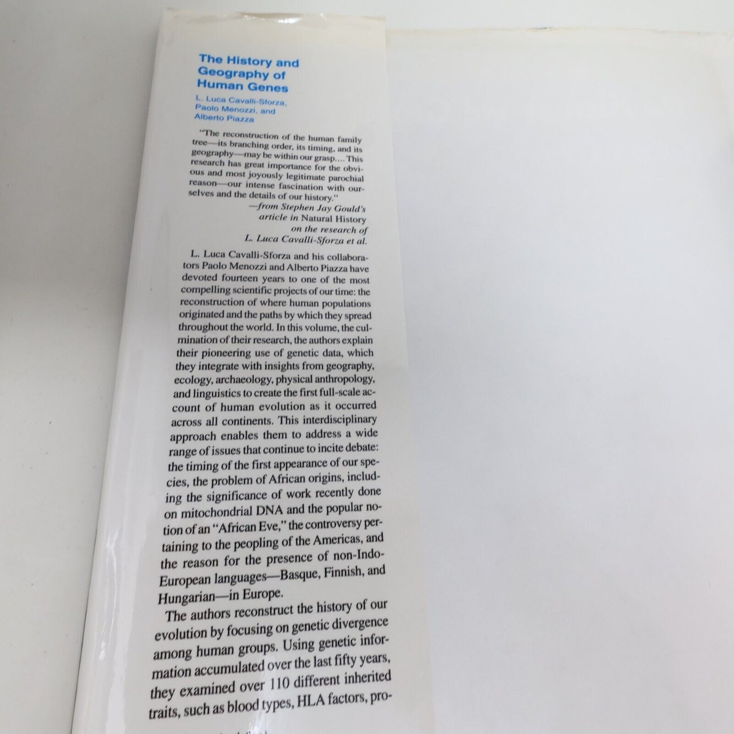 1994 The History and Geography of Human Genes Cavalli-Sforza/Menozzi/Piazza HC